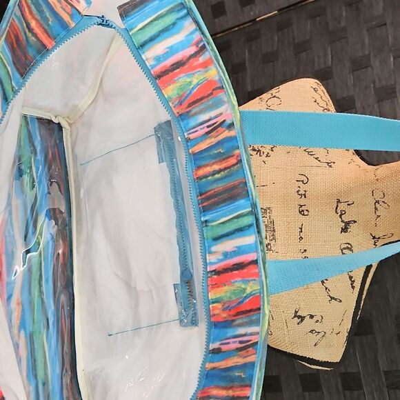 NWT M B Greene Colorful Striped Shopper Tote Bag - Picture 5 of 9